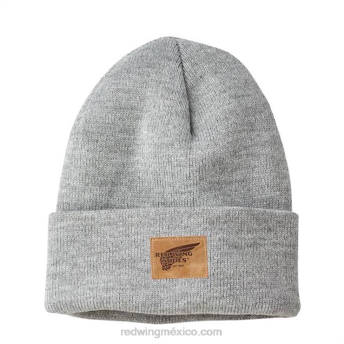 brezoRed Wing gorro tejido con logo de cuero estilo 97440 gorro reloj de punto unisex 80P0278